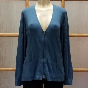 LANE Brant Blue Zip Cardigan